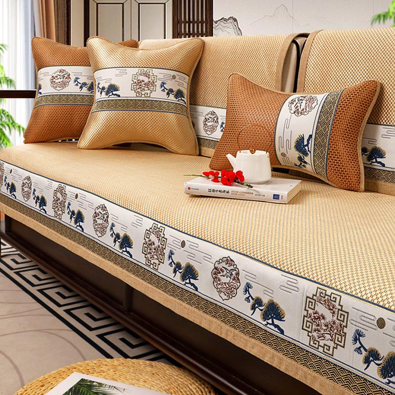 Eisseiden-Sofakissen Sommer Palisander Sitzkissen für Sommer Rutschfest Neuer Chinesischer Stil Sofaüberwurf Sommer Kühlpad Sitzkissen