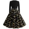 Women's Casual Fashion Long Sleeve Halloween Graphic Printed Vintage Long Dresses