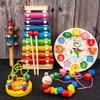Early Education Educational Toys Children'S Small Round Beads Eight-Tone Piano Alarm Clock Children'S Playing Set Wooden Baby Montessori Infant