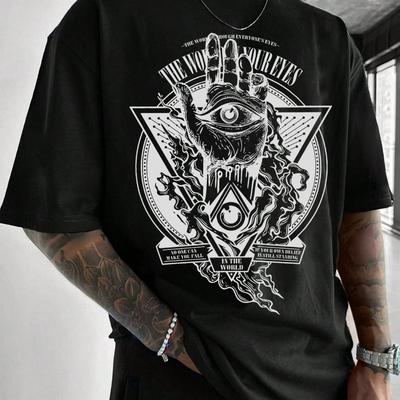 Unisexs Gothic Dark Street Style Geometric Mysterious Symbol Unisexs Tshirt Summer New Style Suitable for Both Unisex and Unisex