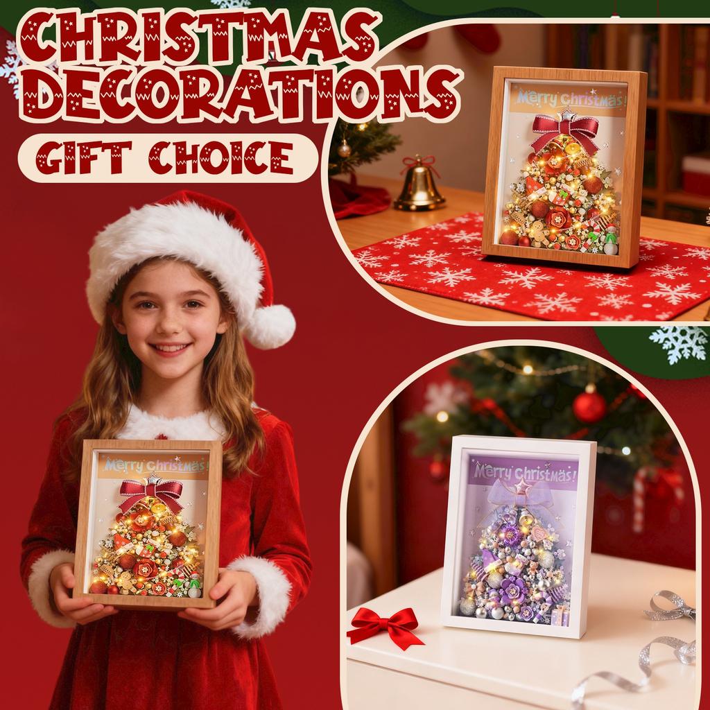 Christmas Tree Photo Frame BuildingBlocks, Small ParticleAssembly Toys, Light 3d Painting Ornaments, Christmas Handmade Diy Gifts