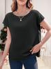 Women's Boat Neck Cap Sleeve Top Loose Fit Lightweight Basic Casual Tee