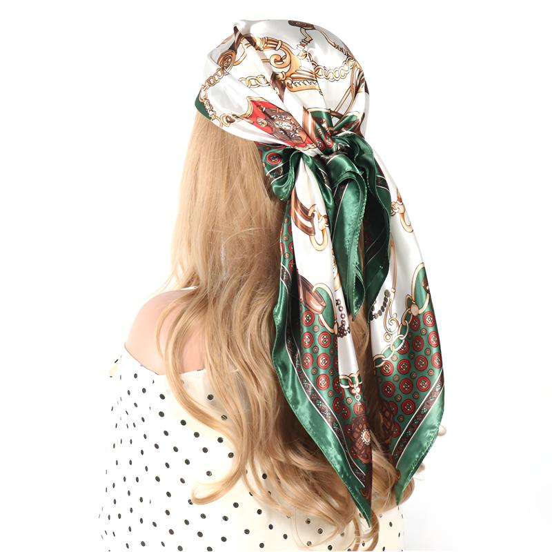 

Женский шелковый квадратный шарф, женская бандана, платок, атласный платок, женский большой хиджаб, шейный платок, шарфы, повязка на голову из пашмины 90x90cm