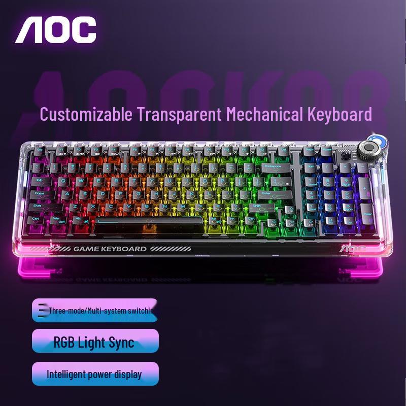 

AOC K98 Tri-Mode RGB Hot-Swappable Mechanical Keyboard with Transparent Keycaps