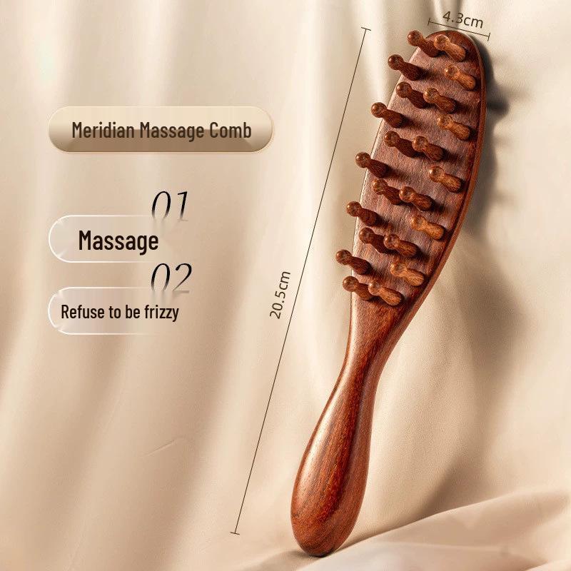 Golden Sandalwood Multi-Functional Massage Comb: Unisex Scalp Dredging Tool