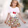 Girls 3D Print Dresses Kids Girl Party Short Sleeve Princess Dress Tank 3D  Cute Cartoon  Print Dress