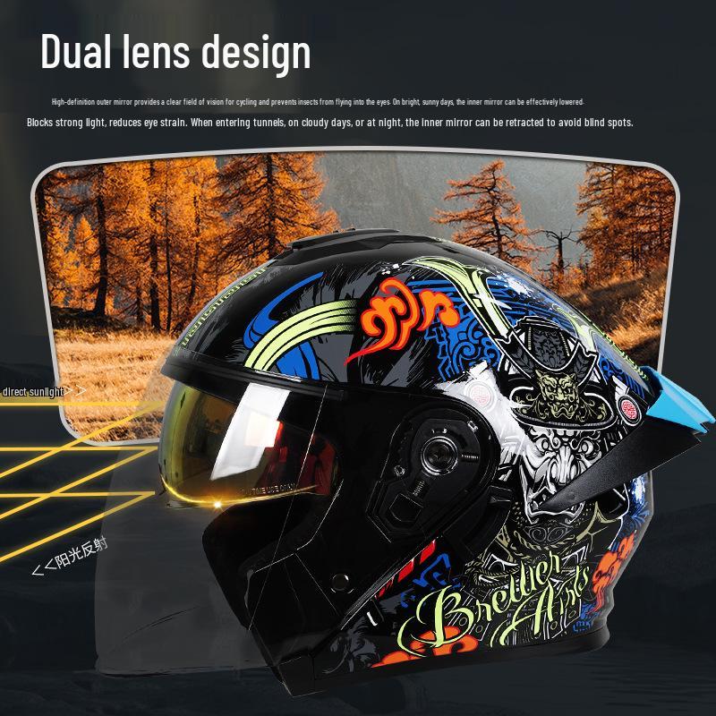 3C Certified Dual-Lens Convertible Motorcycle Helmet for All Seasons - Men's and Women's Models