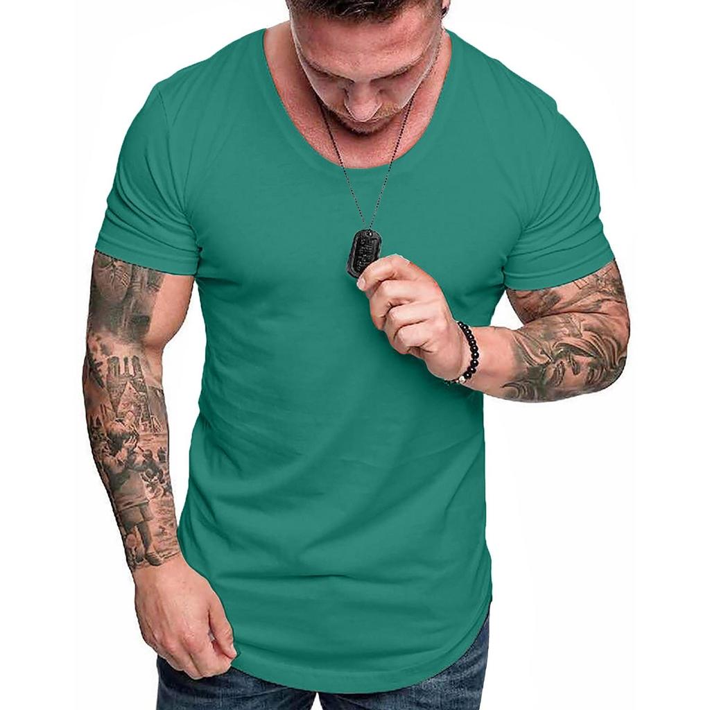 Fashion Men's Summer Slim Fit Casual  Short Sleeve T-shirt Top Blouse