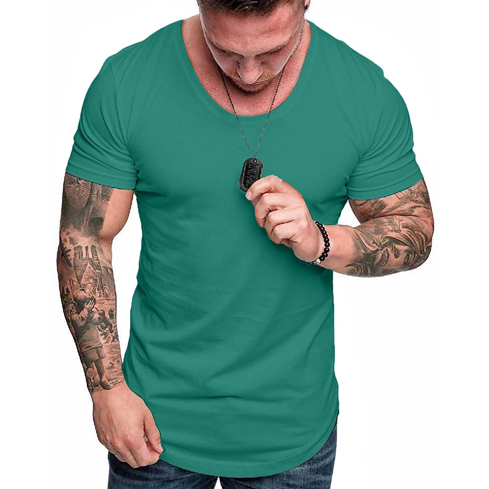 

Модная мужская летняя приталенная повседневная футболка с коротким рукавом, верхняя блузка L