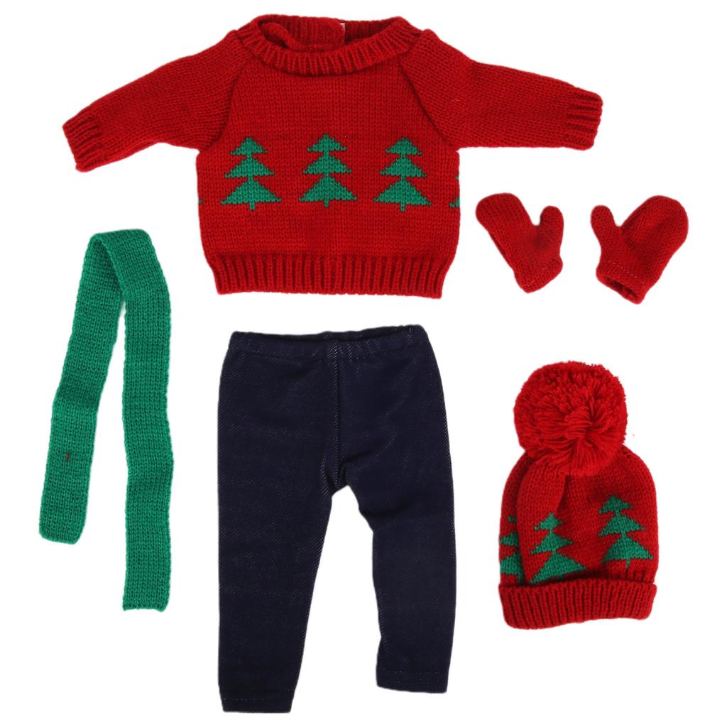 Dukkeklær til babyjente, julegenser, bukser, hatter, dukketilbehør til 18-tommers dukkeQ18-783