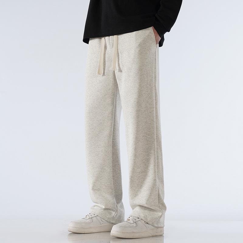 Men's Fleece-Lined Wide-Leg Casual Sweatpants for Autumn and Winter