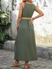 Casual Sleeveless Summer Vacation Dress with Belt and Slit - 2025 European & American Style