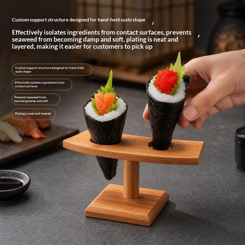 Wooden Bamboo Sushi Making Rack Multi Purpose Roll Holder Suitable For Sushi Ice Cream Bento Food Making Accessory
