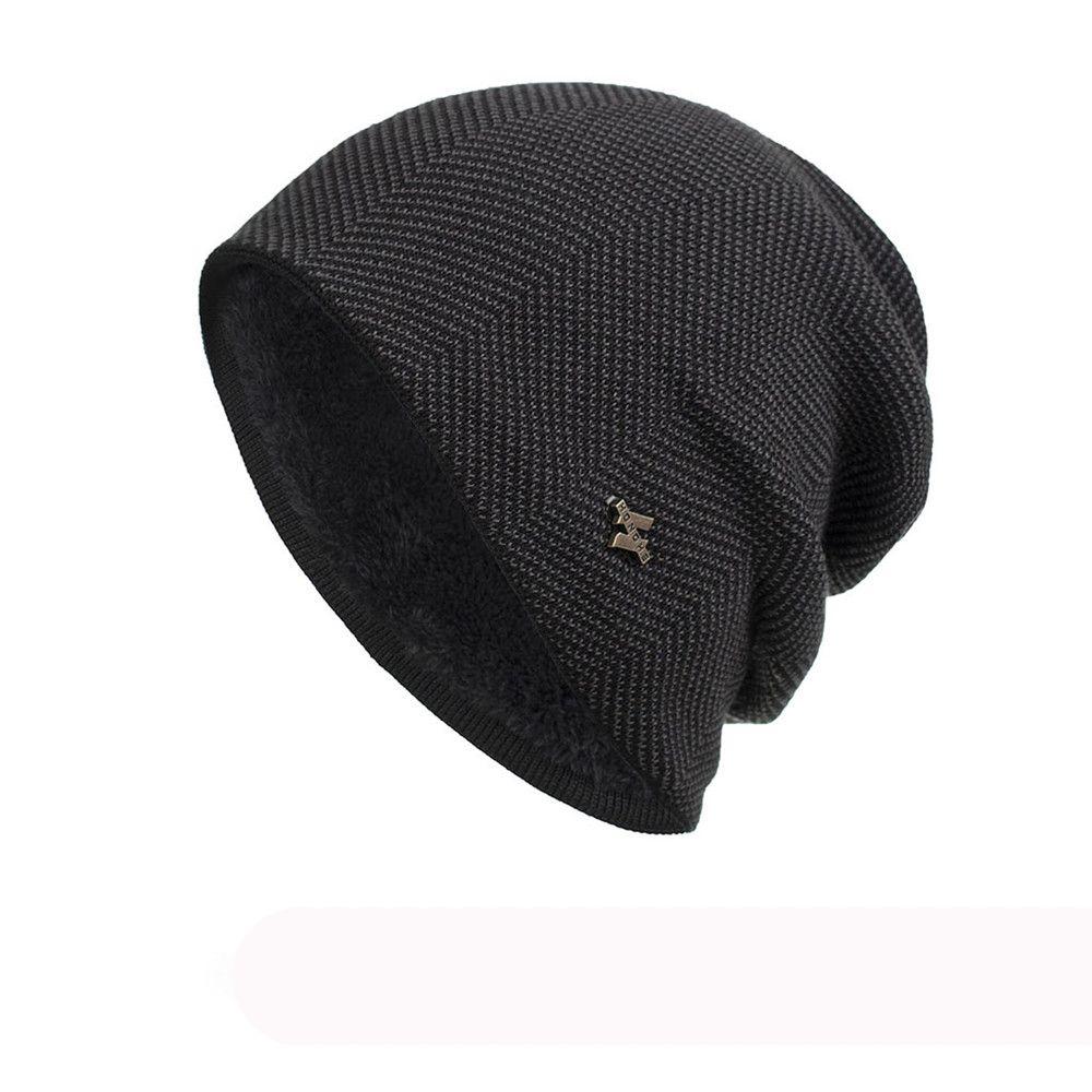 Solid Gorros Cotton Wool Hat Thick Fleece Hat Winter Warm Hat Casual Beanies Men's Knitted Hat