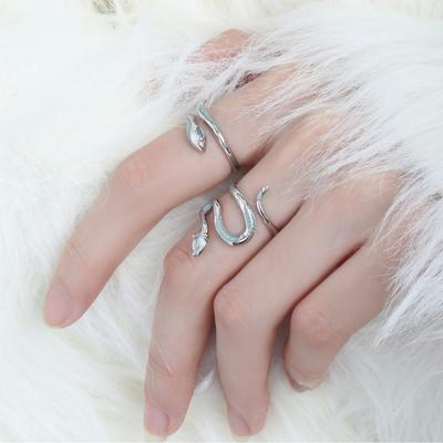 Ice Blue Snake Ring Fashion Women Luxury Personality Open Adjustable Rings Party Cool Girls Jewelry Gifts Accessories