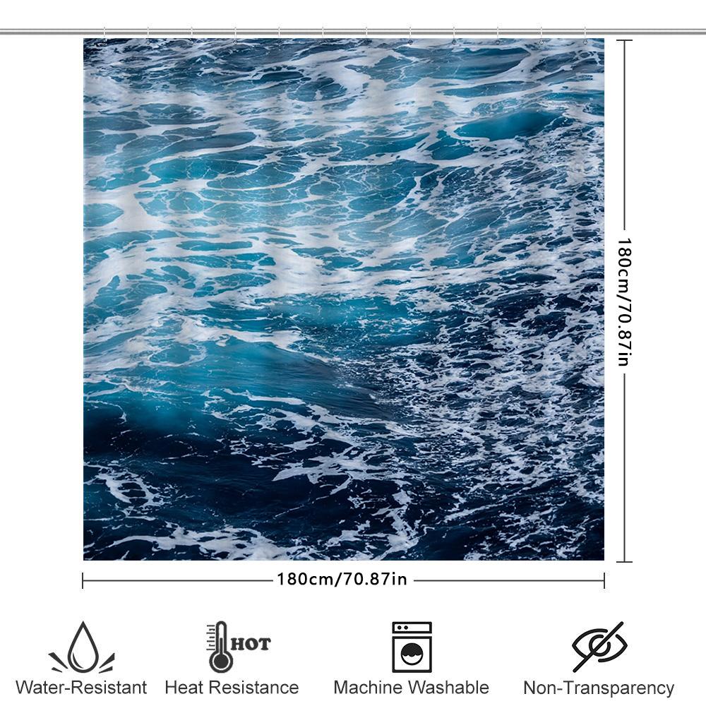 Blue Ocean Waves Shower Curtain Bathroom Decor