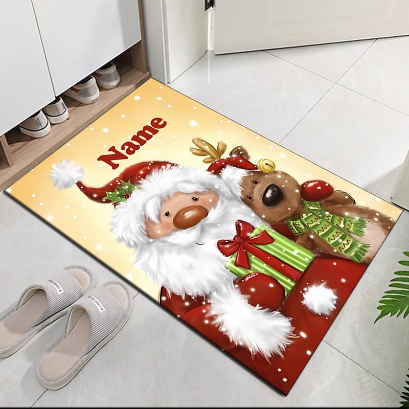 Custom Name Christmas Santa Claus Printed Carpet, for Office Chair Living Room Bedroom Kitchen Room Decor Gifts.