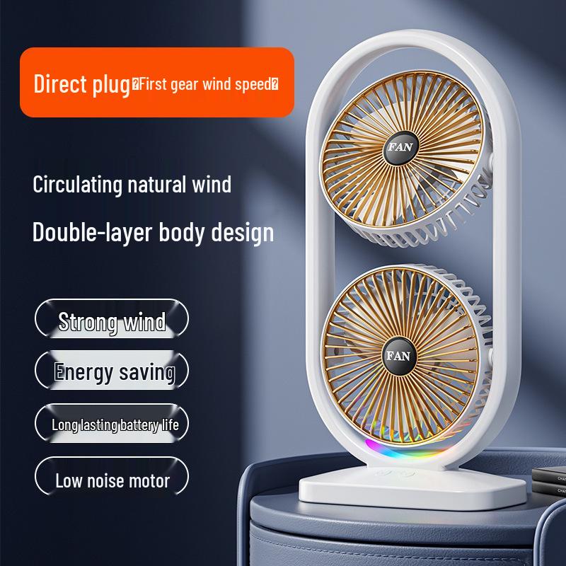 Portable USB Rechargeable Fan with Light for Outdoor Camping and Indoor Use