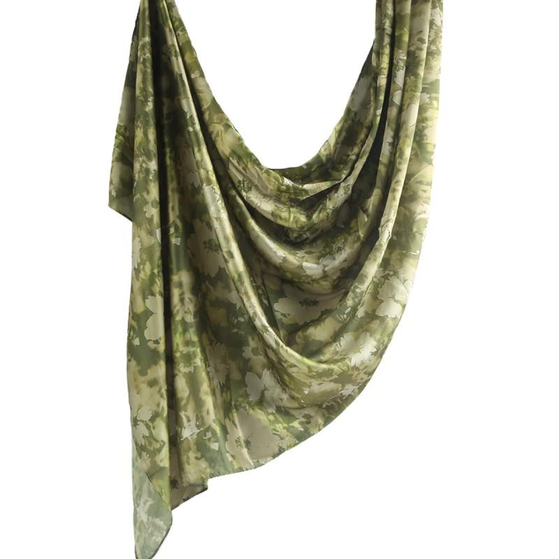 Silk Printed Scarf Wrap Shawl Ethnic Style Marble Lightweight Versatile Accessory Women