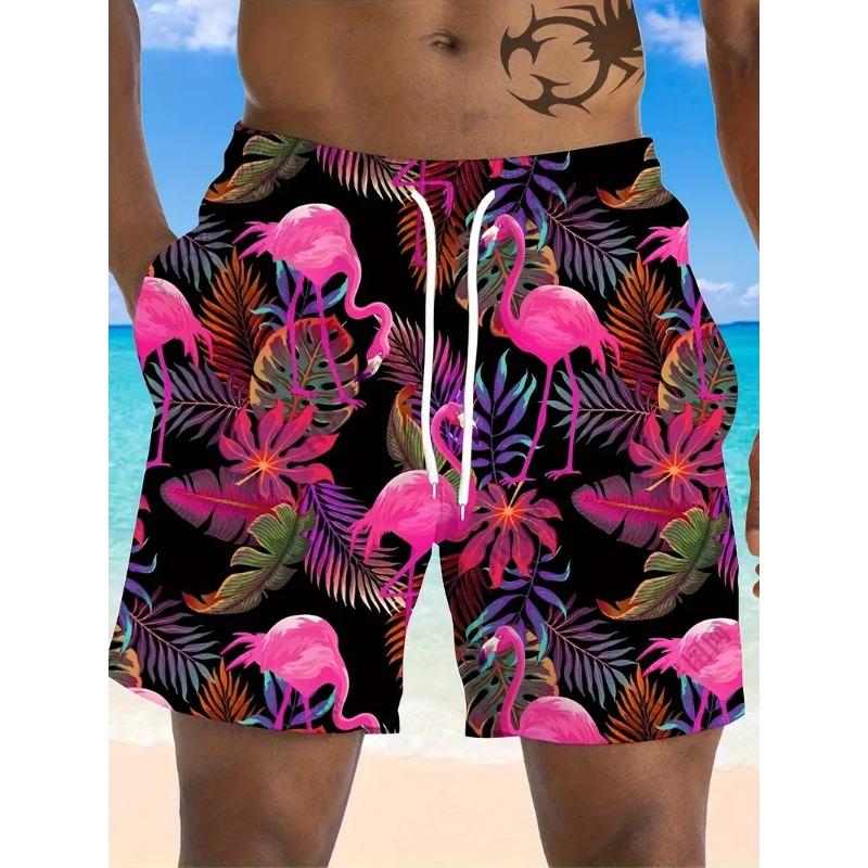 Men's Beach Shorts Flamingo 3d Printed Fashion New Quick Dry Sportswear Casual Pocket Gym Swimming Short Trousers Gift For Male