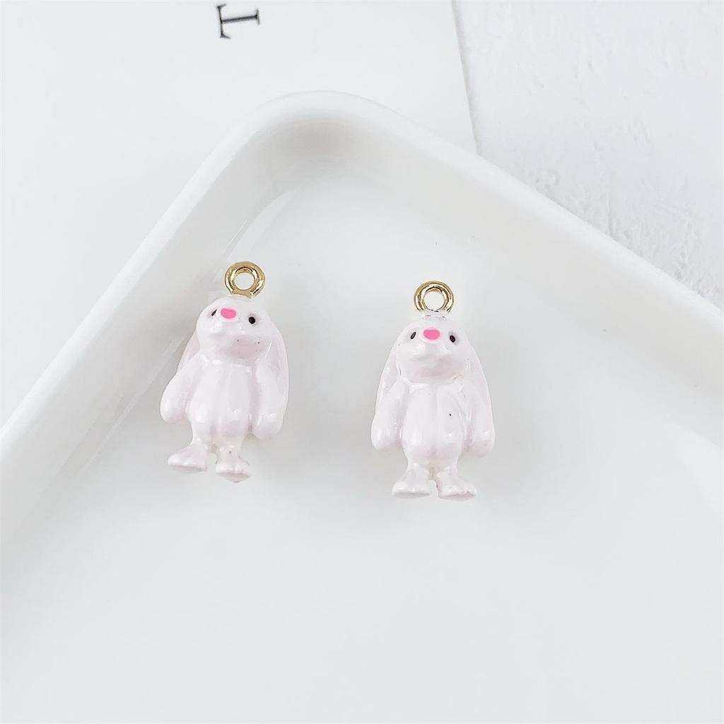 Alloy Drip Oil Stereo Cute Rabbit Pendant for DIY Handmade Jewelry.