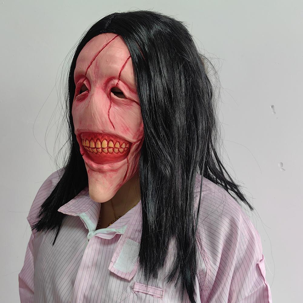 Halloween Haunted House NPC Vampire Ghost Mask Escape Room Horror Long-Haired Rot-Faced Zombie COS Scary Headgear
