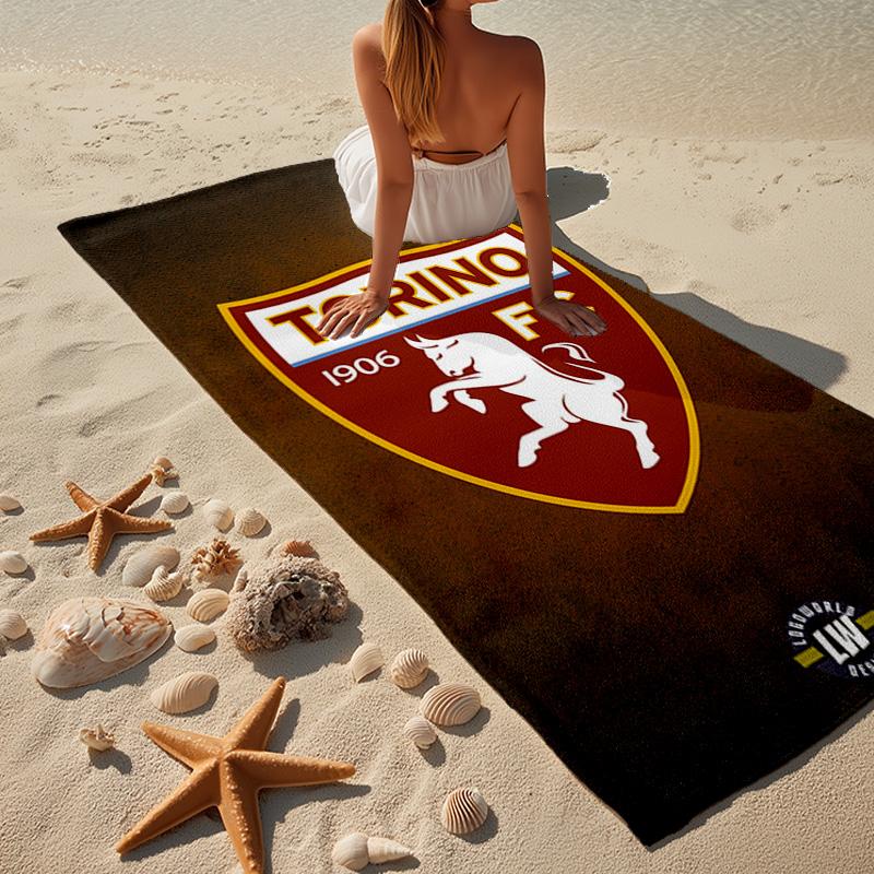 Torino Fc Crest Design Microfiber Beach Towel, Lightweight And Quick-Dry, for Summer Travel, Beach Essential, Swimming Pool