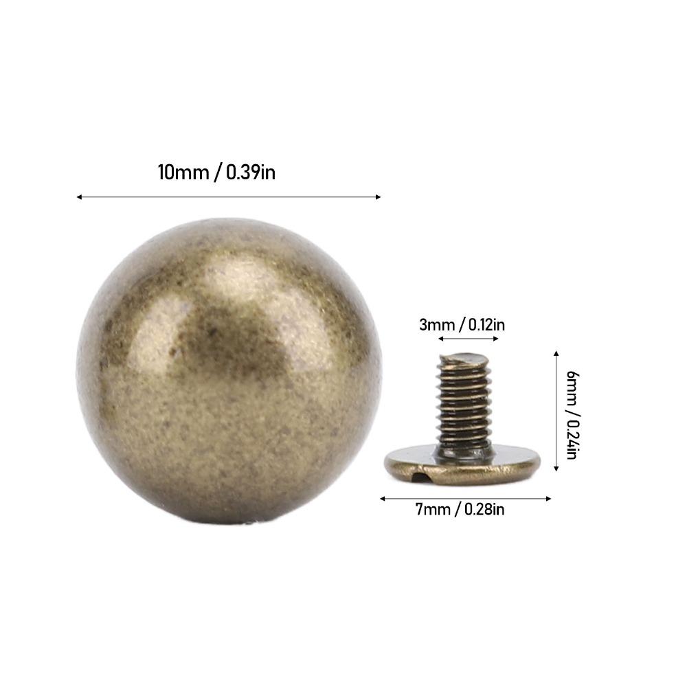 50sets Versatile 10mm Diameter Rivet Kit Heavy Duty DIY Projects Leather Rivets Sphere Rivet For Leather Crafts