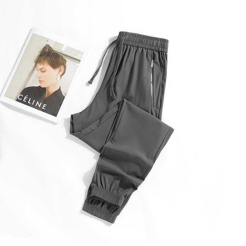 Summer New Ice Silk Elastic Sports Pants Couples with Loose Men and Women the Same Casual Pants
