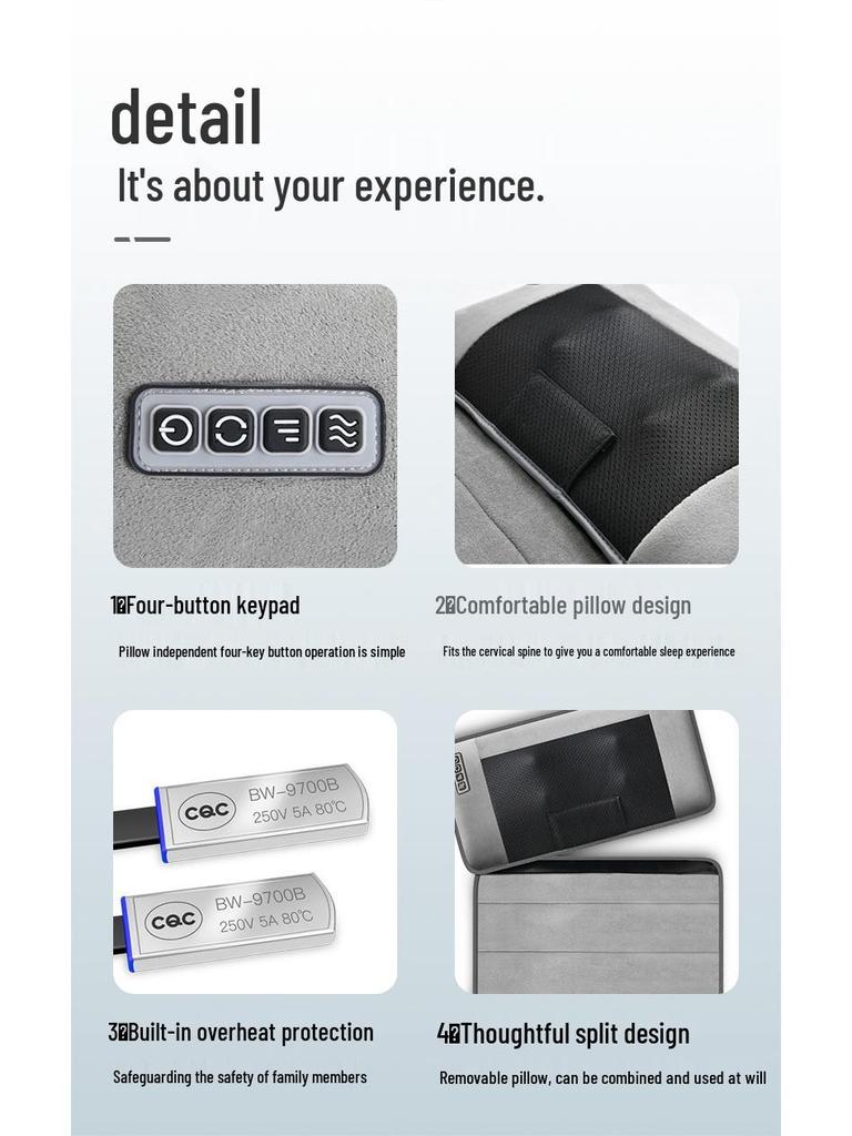 Foldable Full Body Massage Mattress with Heated Cervical Spine and Waist Relief for Home Use