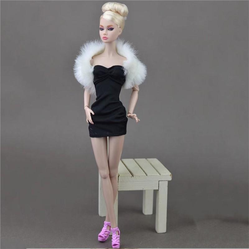30Cm Fashion Dress Up Doll Shawl Unique Design Imitation Feather/Fur Shawl White Purple Plush Shawl For 1/6 Fr Doll Accessories