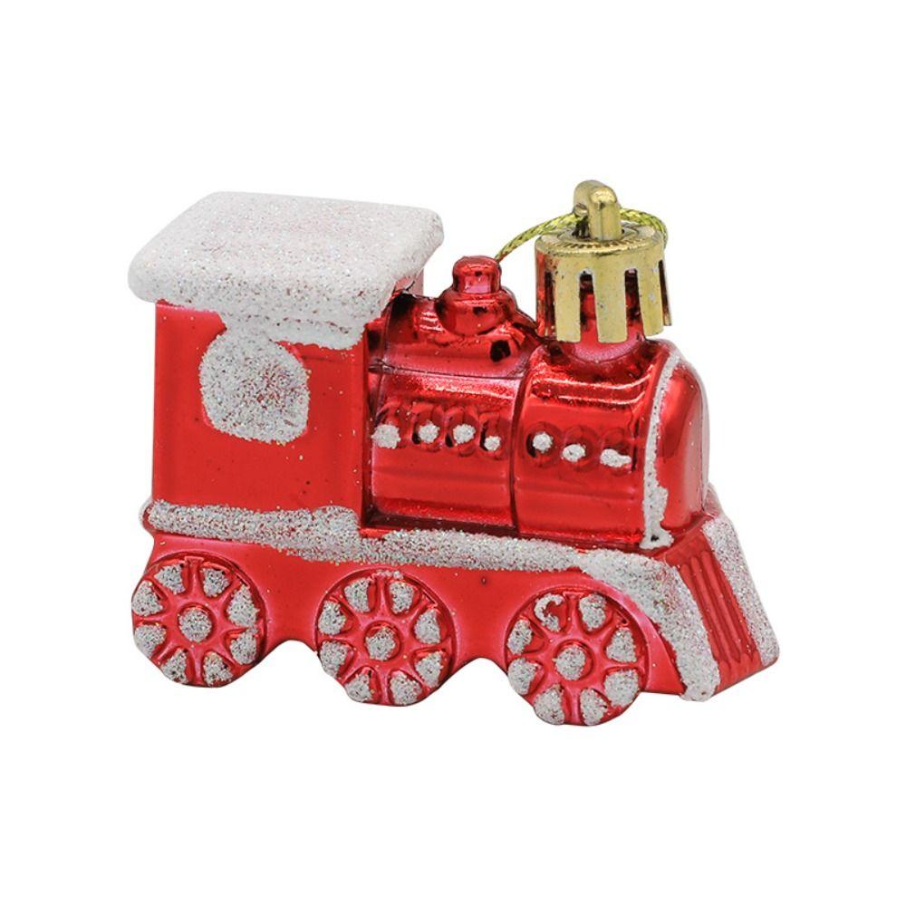 4PCS/Box Small Car Train Christmas Gifts Boxes Pendant DIY Crafts Painted Christmas Decorations
