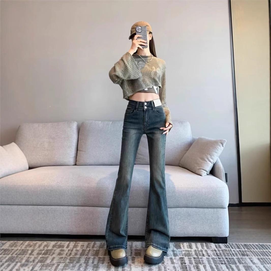 

Light Blue High-Waisted Slimming Flared Jeans for Women - Spring/Autumn 2025 2XL