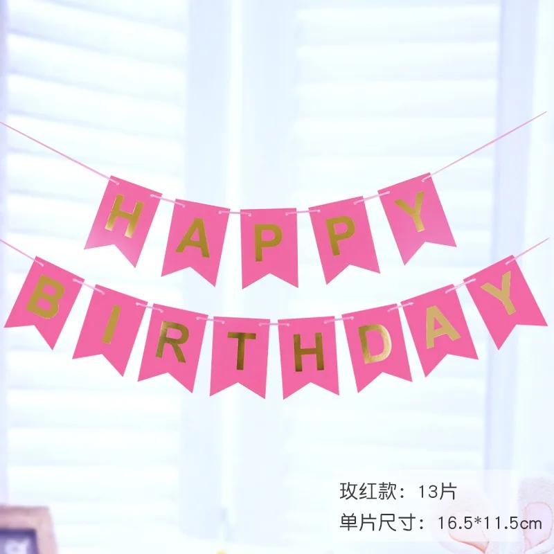 Happy Birthday Letter Garland Banners Flags Flamingo Unicorn Astronaut Boys Girls Birthday Party Decoration Baby Shower Supplies