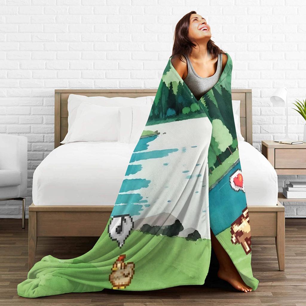 Blanket Camping Stardew Valley Animals Chicken Throw Blanket Flannel Bedspread For Couch Chair Sofa Bed Novelty Sofa Bed Cover