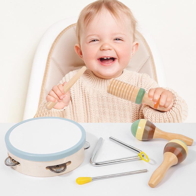 Orff Early Education Musical Instruments 6-Piece Set, Children'S Educational Percussion Music Combination Wooden Toys