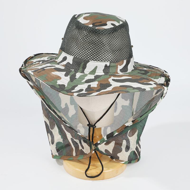 Outdoor Fishing Hat Wide Brim Man Breathable Mesh Fishing Cap Beach Hats Camouflage Sun Uv Protection Shade Hat