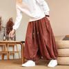 Men's Chinese Style Jacquard Lantern Pants Casual Loose Wide Leg Bloomers With Tassel Drawstring For Daily Wear