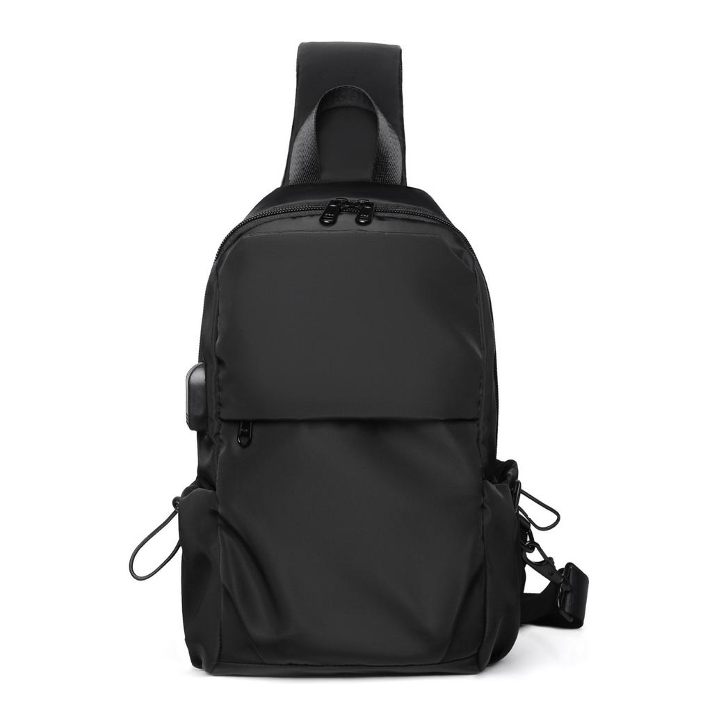 Spring Polyester Grey Chest Bag, Usb Charging Tablet, Single-shoulder Bag, Crossbody Bag