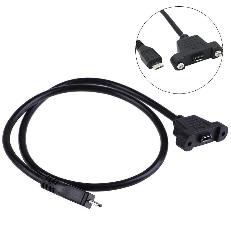 Extension cable plug to female panel installation screw Micro USB2.0 with