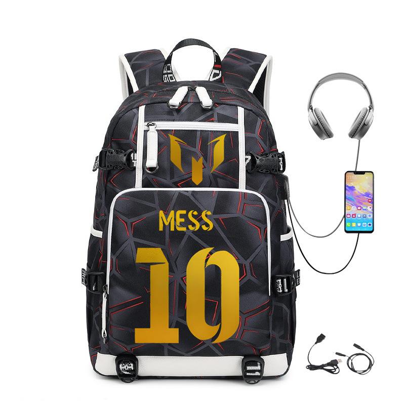 Football Printed Student Backpack Multifunctional Usb Interface Large Capacity Leisure Travel Backpack