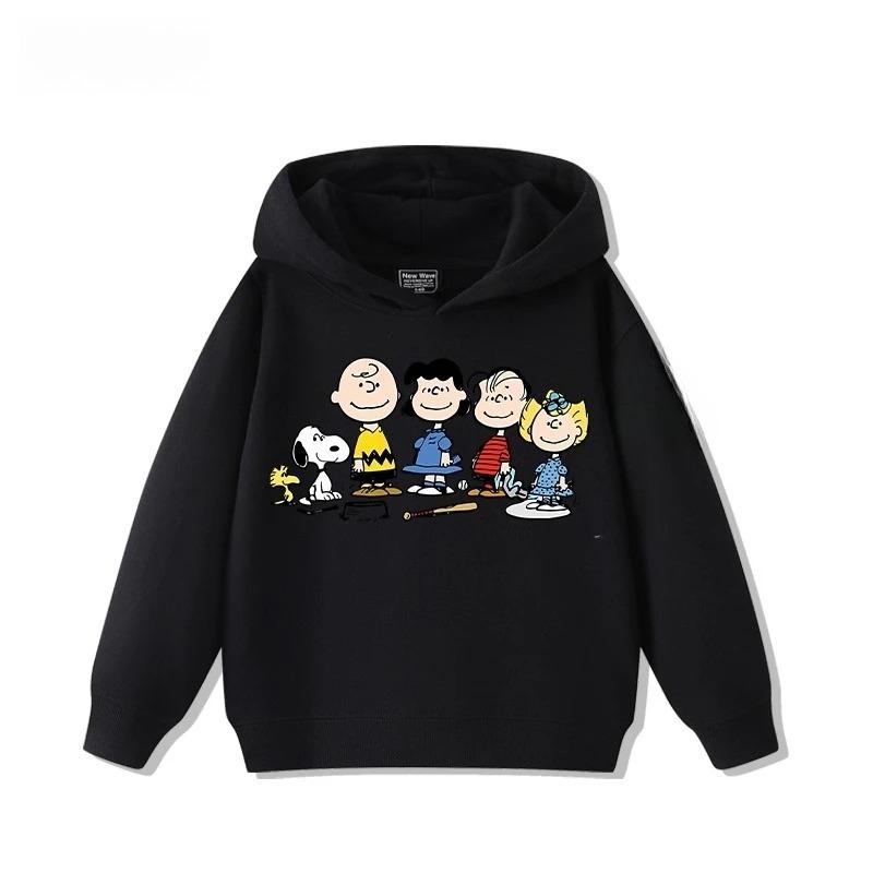 Niedliches langärmeliges Kapuzensweatshirt mit Snoopy-Aufdruck für 2025, ein modisches Oberteil für Herbst- und Winterkinderbekleidung