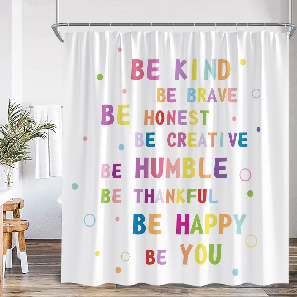 Colorful Inspirational Quote Kids Shower Curtain Rainbow Positive Words Lovely Bathroom Decor Children Bath Curtain With Hooks