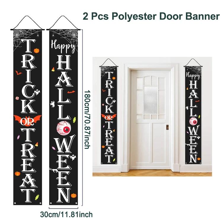 Halloween Hanging Door Curtain Skeleton Banner Happy Halloween Party Porch Sign For Home Party Decor Halloween Decorations 2025