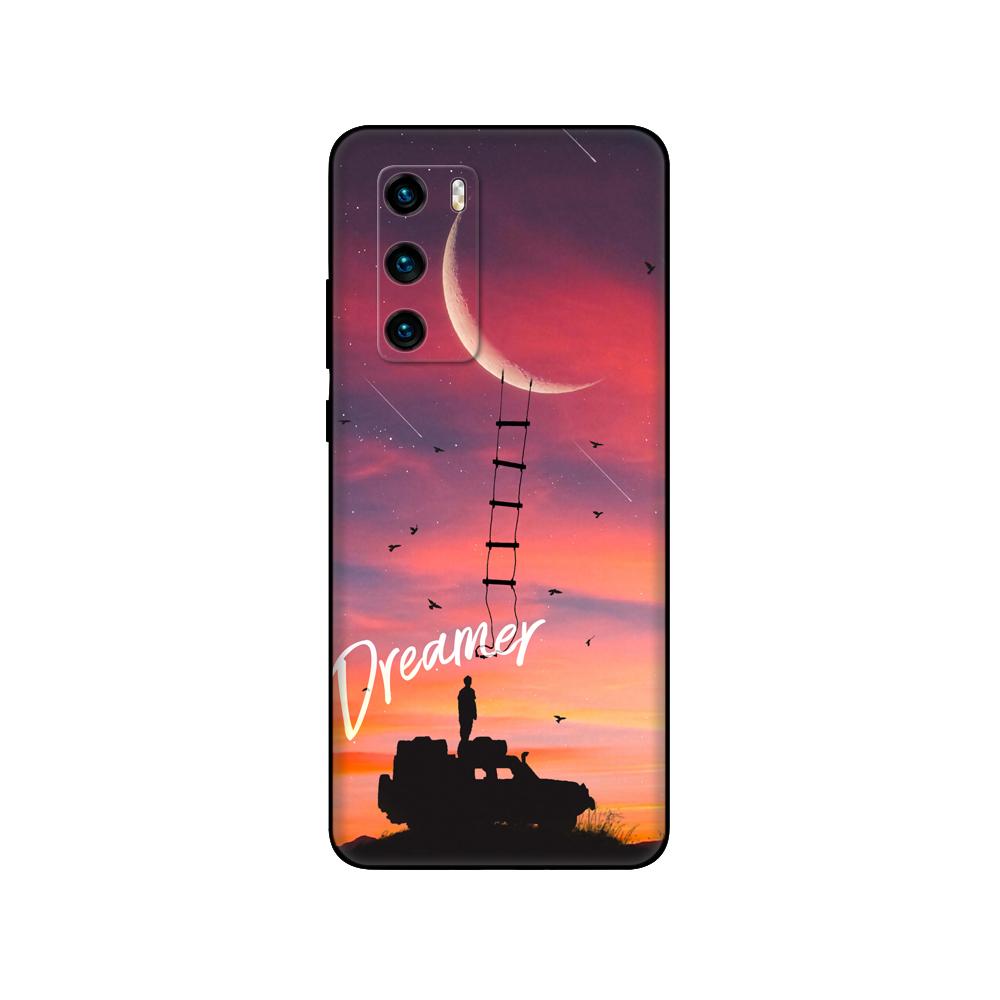 For Huawei P40 Case 6.1inch Soft Silicon Phone Back On Huawei P 40 Pro Cover Bumper Fundas Black Tpu Case Pink Anime Space Car