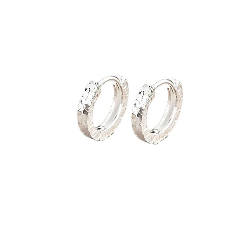 Versatile High-End 925 Sterling Silver Crushed Ice Earrings: Shiny, Unisex Ear Studs & Hoops for Luxury Fashion.