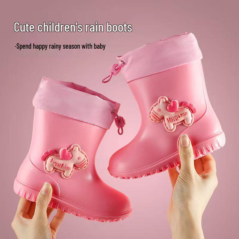 Cartoon-Pony Kinder-Gummistiefel – Rutschfeste, Leichte, Wasserdichte Schuhe mit Fleece-Futter für Jungen, Mädchen und Kleinkinder.