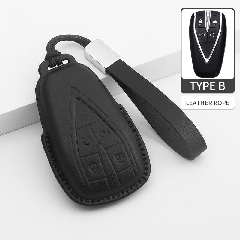 Leather Car Remote Key Cover Accessories For Changan CS35PLUS CS55 PLUS CS75 PLUS Eado UNI-T UNI K Oushang X5 X7 EV 2019-2022