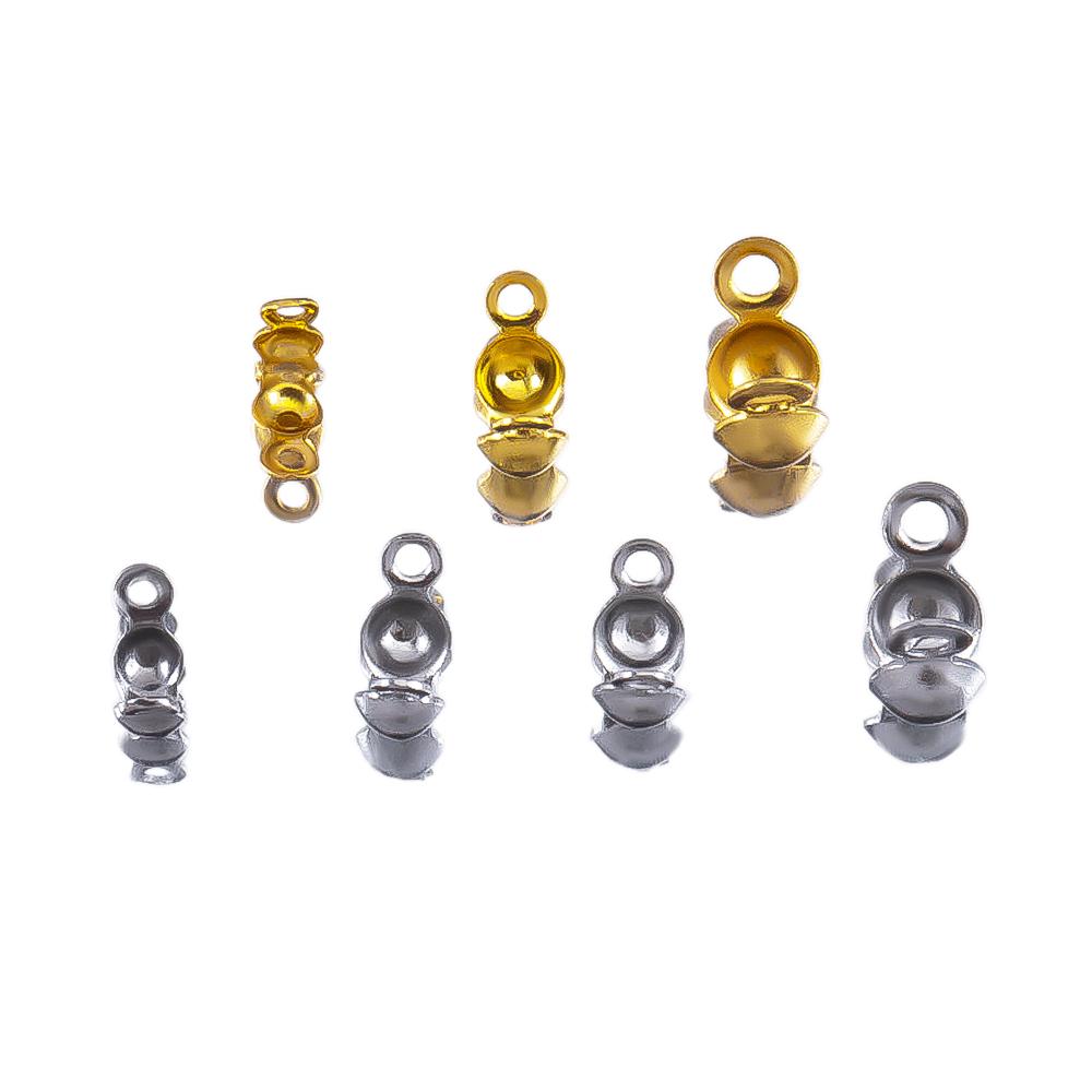50-100pcs Stainless Steel Ball Chain Connectors Clasp Calotte End Crimps Beads Fastener for Jewelry Making DIY Accessories