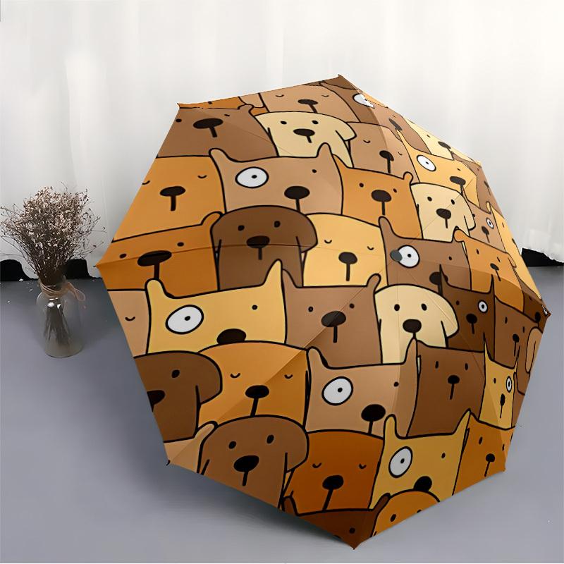 1pc Dogs Pattern Automatic Open/close, All-Season Portable Folding Umbrella, Travel, Everyday, Formal Events - Compact Luxury Parasol, Outdoor Accesso